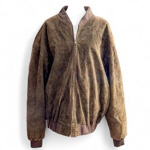 Men's Green Suede Bomber Jacket